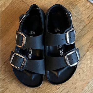 Birkenstock Black Sandals with Silver Buckles